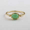 Elegant S925 gilded silver ring with green chalcedony and side zircon accents - US 5 / Gold