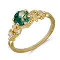 Vintage S925 silver gold-plated ring with moss agate stone and leaf vine design - US 5 / Natural Moss Agate Gilded Silver Ring