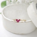 Elegant gold heart ring with red corundum gemstone set in a minimalist S925 silver band - US Size 5 / Red Corundum Heart Ring