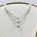 Three-layer S925 silver necklace with graduated round-cut sparkling moissanite stones - Necklace / 10 Points / White Gold