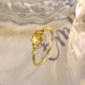 Vintage-Ring aus vergoldetem Silber mit ovalem Citrin-Edelstein und Gravur - Citrin Ring Größe 9 (US)