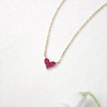 Elegant gold plated S925 silver necklace with pink heart gemstones for women - Red Corundum Heart Necklace