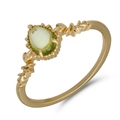 Natural peridot ring in S925 sterling silver with a vintage gold frame design - US 5 / Green Peridot Style