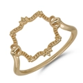 Elegant gold S925 sterling silver ring with vintage carved frame and wavy band design - US 5 / Hollow Frame Style