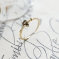 Golden heart-shaped smoky quartz ring with arrow-textured band on vintage background - US 5 / Heart Smoky Quartz Style