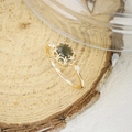 Anillo vintage de plata S925 dorada con ágata verde y borde floral en forma de corona - US 5 / Anillo de Cuarzo Ahumado Y Amazonita