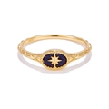 Vintage gold S925 silver ring featuring blue sandstone and an octagonal star - US 5 / Blue Sandstone Star Motif Style