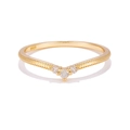 Elegant S925 silver V-shaped gold plated ring with three round white lab-grown stones - US 5 / Labradorite Three-Stone Style