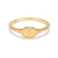 Elegant gold S925 sterling silver signet ring with starburst pattern and beaded edge - Number 5 / Oval Starburst Style (2957)