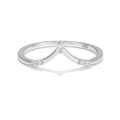 Wishbone-shaped S925 sterling silver V-ring with miniature sparkling zircon stones - US 6 / Platinum Plated White Zirconia