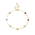 Rainbow bubble bracelet with seven colorful gemstones on a gold S925 silver chain - 925 Silver / Rainbow Bubbles
