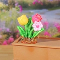 Miniature de tulipe colorée en résine avec base rocheuse pour bureau ou voiture - Style A