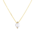 Elegante s925 Silberkette zweifarbig mit einem glänzenden runden Moissanit Anhänger - Tanzende Moissanit Halskette