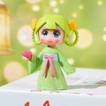 Mini statuetta di fata con capelli verdi e fiore rosa per decorazione casa delle bambole - Stile Vestito Verde Capelli Verdi (Modello B)