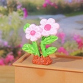 Miniature fleur rose avec feuilles vertes et base en résine pour micro-paysage de bureau - Style D