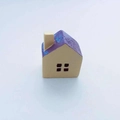 Detailed view of micro landscape castle house figurine with purple textured roof - Chimney House (4662594957381) / 4.5CM