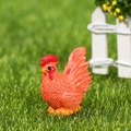 Miniatur-Hahn-Figur aus Harz in hellem Orange für Mikro-Landschaftsgarten-Dekor - Hahn