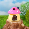 Miniature pink resin mushroom house figurine for moss micro landscape and garden decor - 2cm / Rose Red