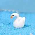 Miniature white resin swan figurine for micro landscape decor with orange beak detail - Male Swan
