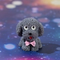 Miniature dark gray resin poodle figurine with pink bow tie for DIY moss micro landscape - Gray
