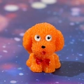 Cute orange resin poodle figurine with red bow for DIY moss micro landscape decor - Orange