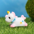 Miniature white unicorn figurine with pink mane for micro landscape bonsai decor - Pink