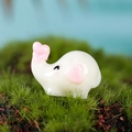 Mini figura de elefante de resina con corazón rosa para decoración de suculentas - Blanco
