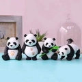 Vierer-Set süße Miniatur-Pandas mit grünem Bambus für DIY-Gartendekorationen - Großer Panda (Große Größe)