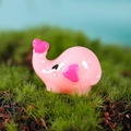 Mini figura de elefante de resina rosa con corazón para micro paisaje decorativo - Rosa