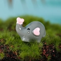 Mini figura de elefante de resina gris con corazones rosas para micro paisajes - Gris