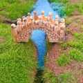 Miniature stone arch bridge figurine for succulent pots and moss micro landscapes - Light Color