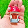Miniature red and white resin mushroom house for DIY moss micro landscape decoration - Red