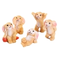 Set of five cute resin rabbit figurines for miniature landscape and garden decoration - Complete Set