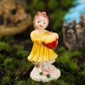 Miniature fairy girl resin figurine in yellow dress playing tambourine for garden decor - Drum Style (Yellow)