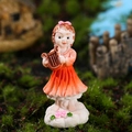 Miniature flower fairy resin figurine with harp and pink roses for garden micro landscapes - Harp Style (Red)