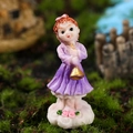 Garden fairy figurine with purple dress and golden trumpet on cloud base ornament - Trumpet Style (Purple)