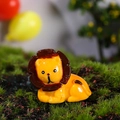 Miniature resin lion figurine in bright yellow for succulent fairy garden decor - Lion
