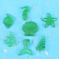 Miniature green resin sea creatures ornaments like seahorse and starfish for beach DIY craft - Green