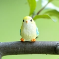 Miniature yellow bird resin figurine with blue wings for succulent garden decor - Yellow Bird