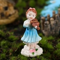 Miniature resin flower fairy figurine playing violin on cloud base for garden decor - Violin Style (Blue)