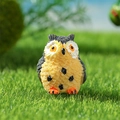 Miniature yellow owl resin figurine with black spots for moss micro landscape decor - Male Owl Dark Coffee