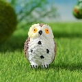Miniature owl figurine in white and brown resin for terrarium and moss micro landscape - Female Owl Brown