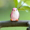 Miniature resin bird figurine with pink gradient finish for garden moss landscape decor - Magenta Bird
