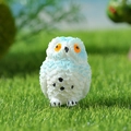 Miniature owl figurine in white and blue resin for moss micro landscape decor - Female Owl Blue