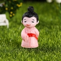 Resin miniature doll figure in pink robe for fairy garden and landscape decoration - Pink