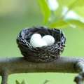 Miniature garden resin bird nest with three white eggs for succulent moss landscape - Three Eggs (excluding The Nest)
