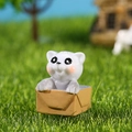Miniatur weiße Katze in einer braunen Box für Sukkulenten-Garten DIY-Dekorationen - Kätzchen in Box Stil