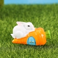 Resin rabbit on carrot miniature figurine with blue door for succulent garden decor - Rabbit On Carrot House (No.8)