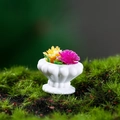 Miniature dollhouse plant model in white pot with yellow and purple flowers - Yellow And Magenta Flowers (Style 3)
