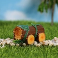 Miniature resin wood stump with green vines for micro landscape garden decor - Dark Coffee